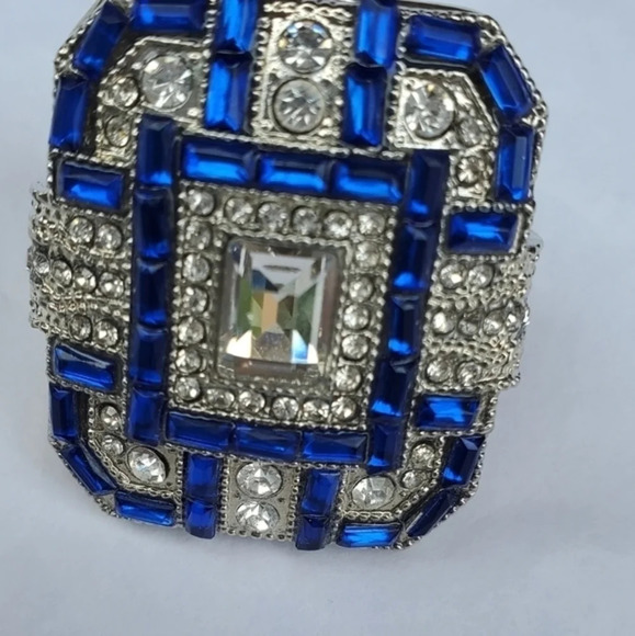 Vintage  crystal‎ paste cocktail ring 5.5 - Picture 7 of 14